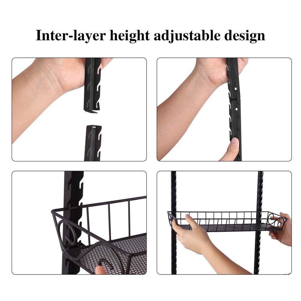 SWOMMOLY Adjustable Wall Mount Spice Rack, 6-Tier Dual-use Multi-use Organizer