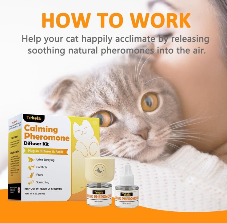 Cat Calming Diffuser Anxiety Relief Cat Pheromones Calming Diffuser 2-in-1 30 Da