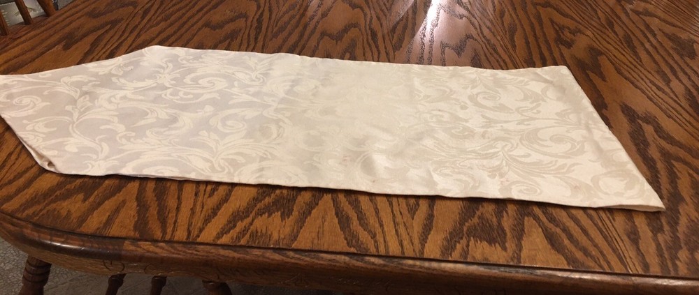 Table Runner Yellow Jacquard Silky Fabric