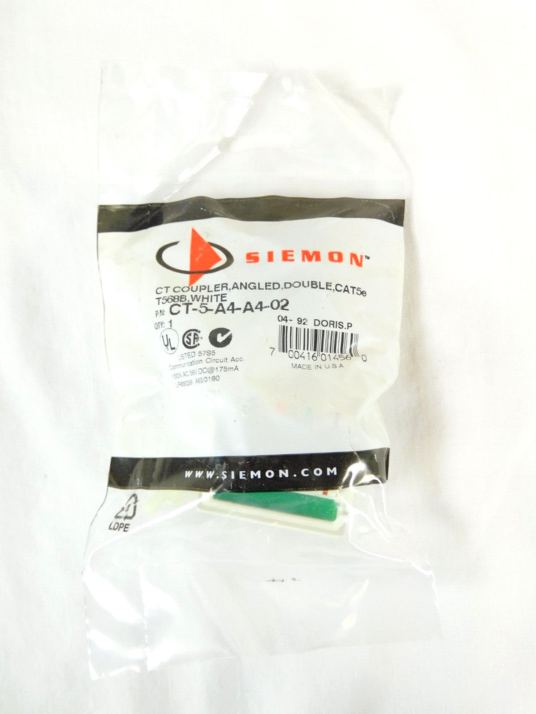 CT-5-A4-A4-02 CT Coupler Angled Double Cat5e T568B White