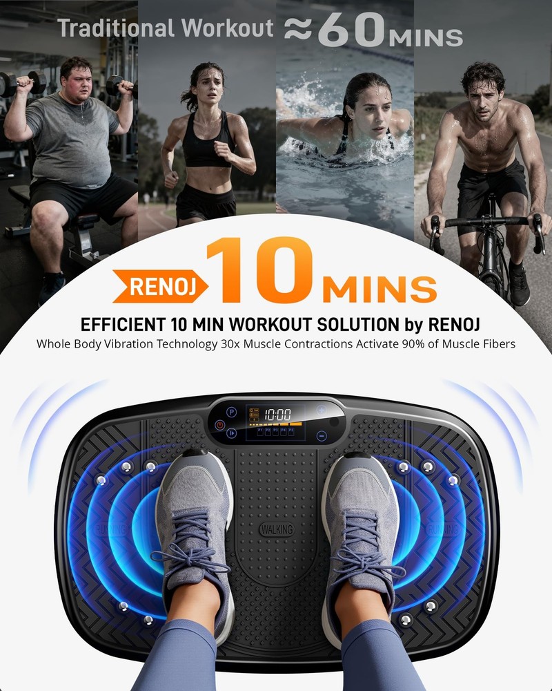 Vibration Plate Exercise Machine, 450Lbs Capacity Full Body Workout Platform,...