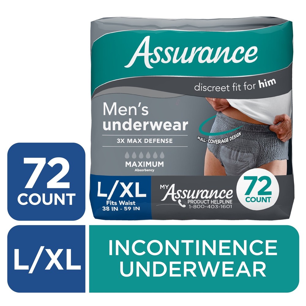 Men's Incontinence Underwear Large, Maximum Absorbency, 72 Count