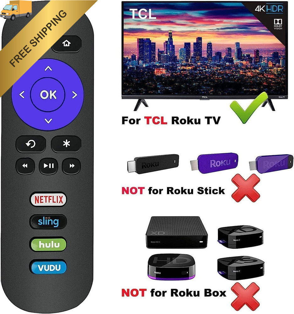 TCL/Roku TV Replacement Remote RC280 w/Volume Control Button