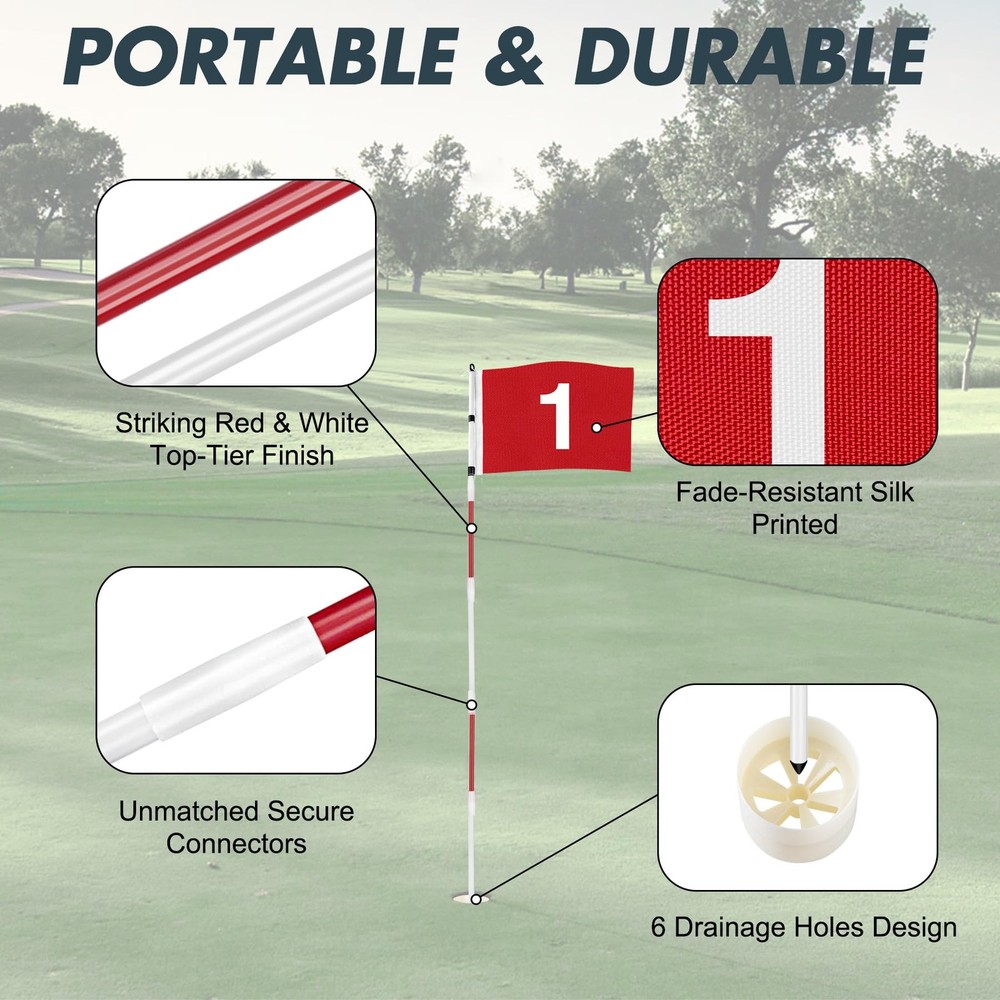 DuraRange Golf Flagstick 6ft, 5-Section 6ft - Flag#1 - 1Pack