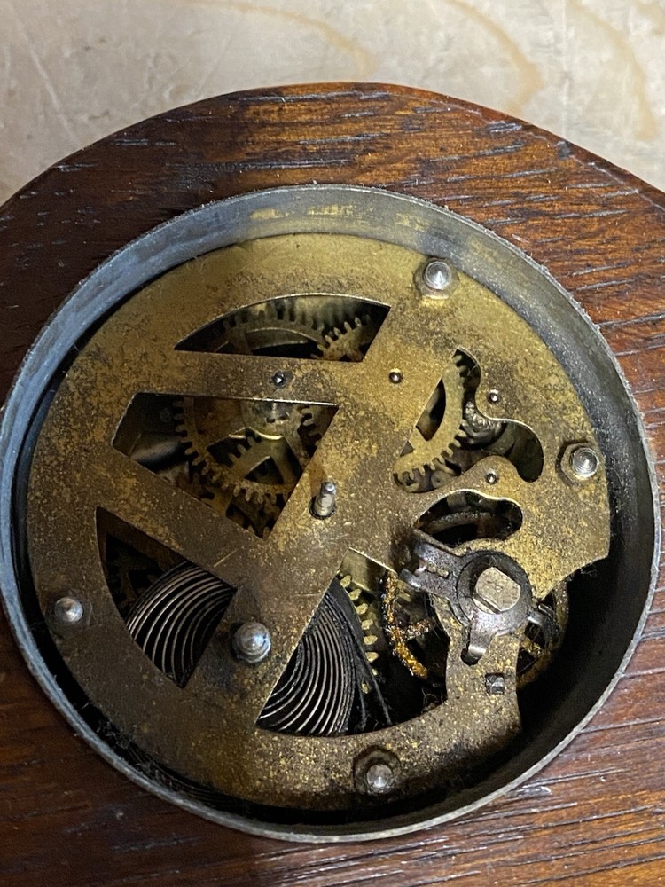 Desk Clock Wind Up Wood Vintage