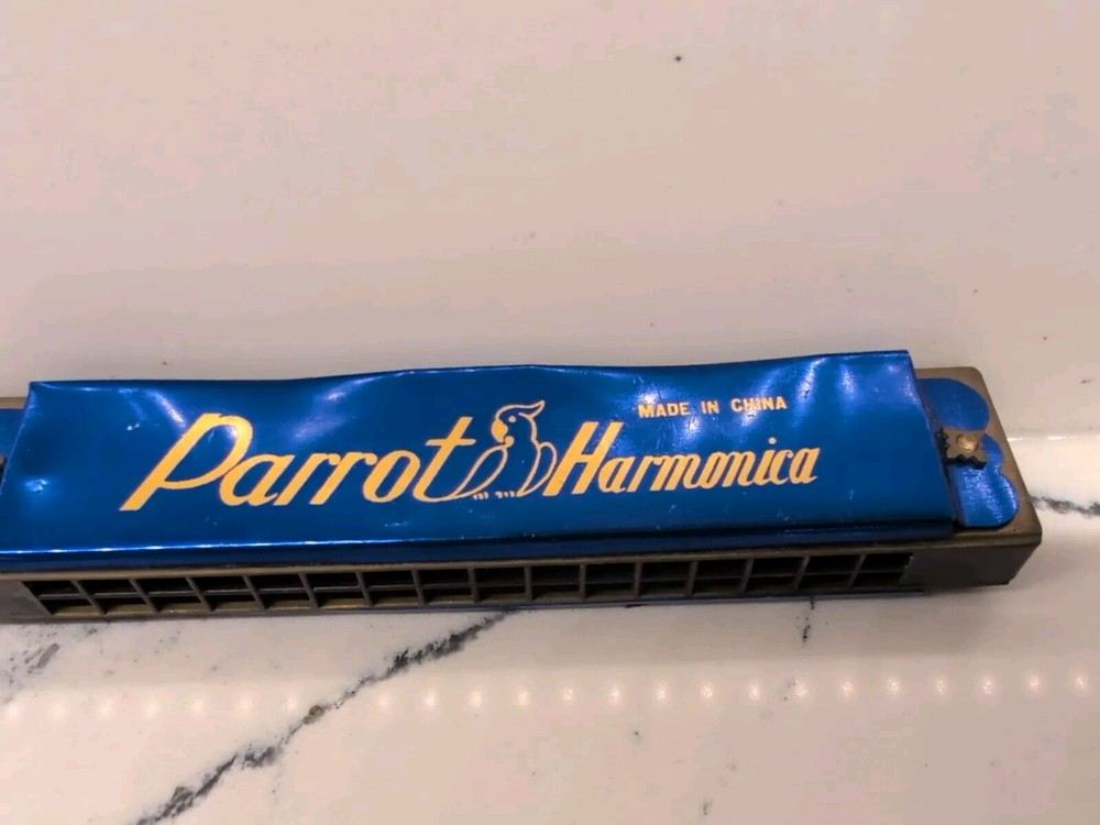 Vintage Blue PARROT 16-Hole Harmonica
