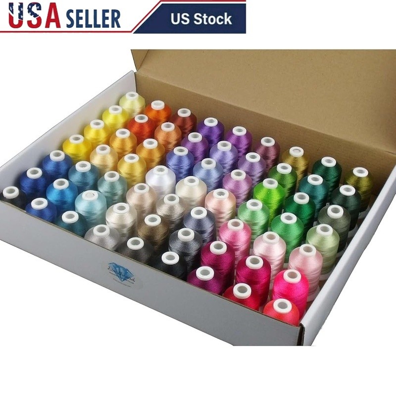 Polyester Embroidery Thread Kit 63 Colors 550Yd Each Durable Color Fast New