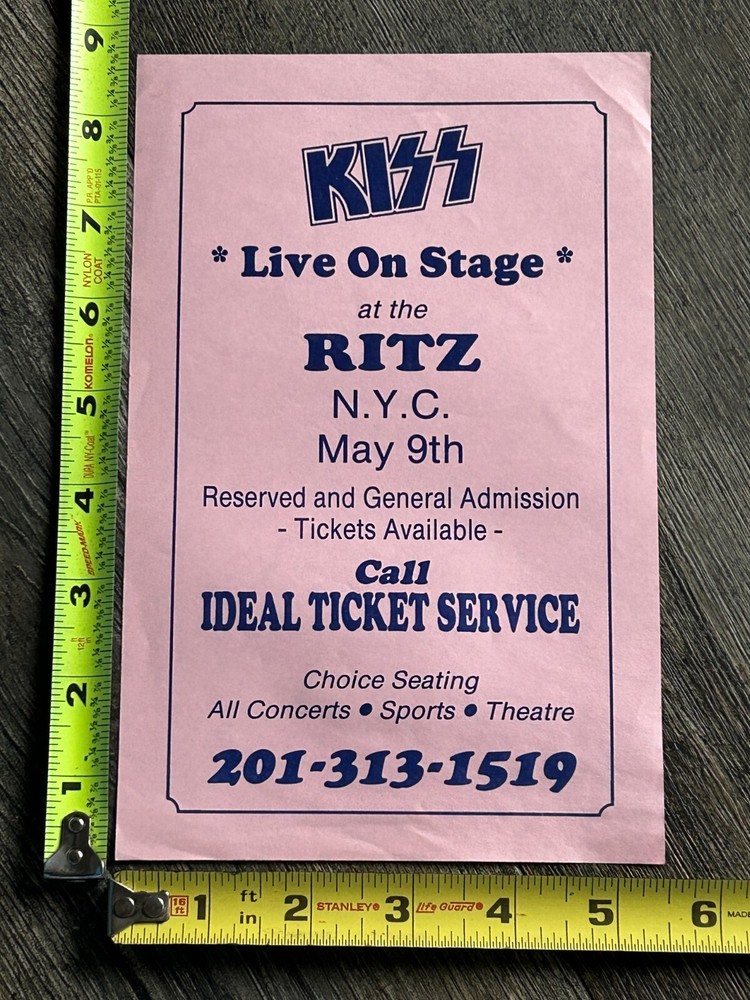 KISS Handbill Concert Ad Flyer Revenge Tour The Ritz NYC May 9 1992 Vintage Kiss