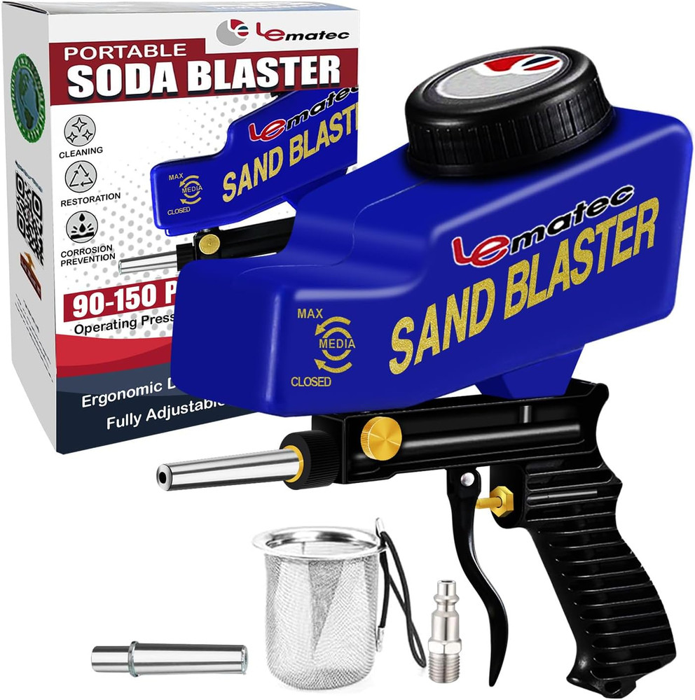 Sand Blaster Gun Kit for Air Compressor - Portable Sandblaster for Paint & Rust