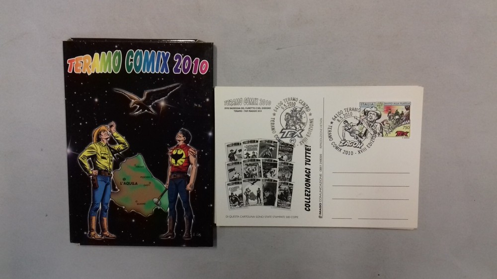 Teramo Comix 2010, postcard box, with postal cancellation.
