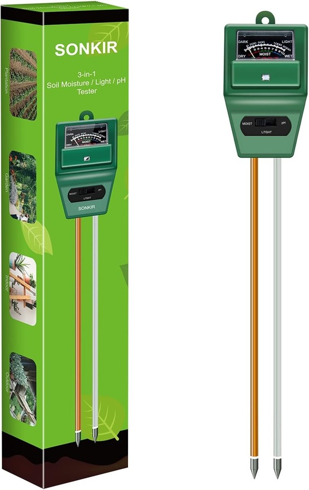 User-Friendly Soil pH Meter with Moisture & Light Testing – No Batteries Needed