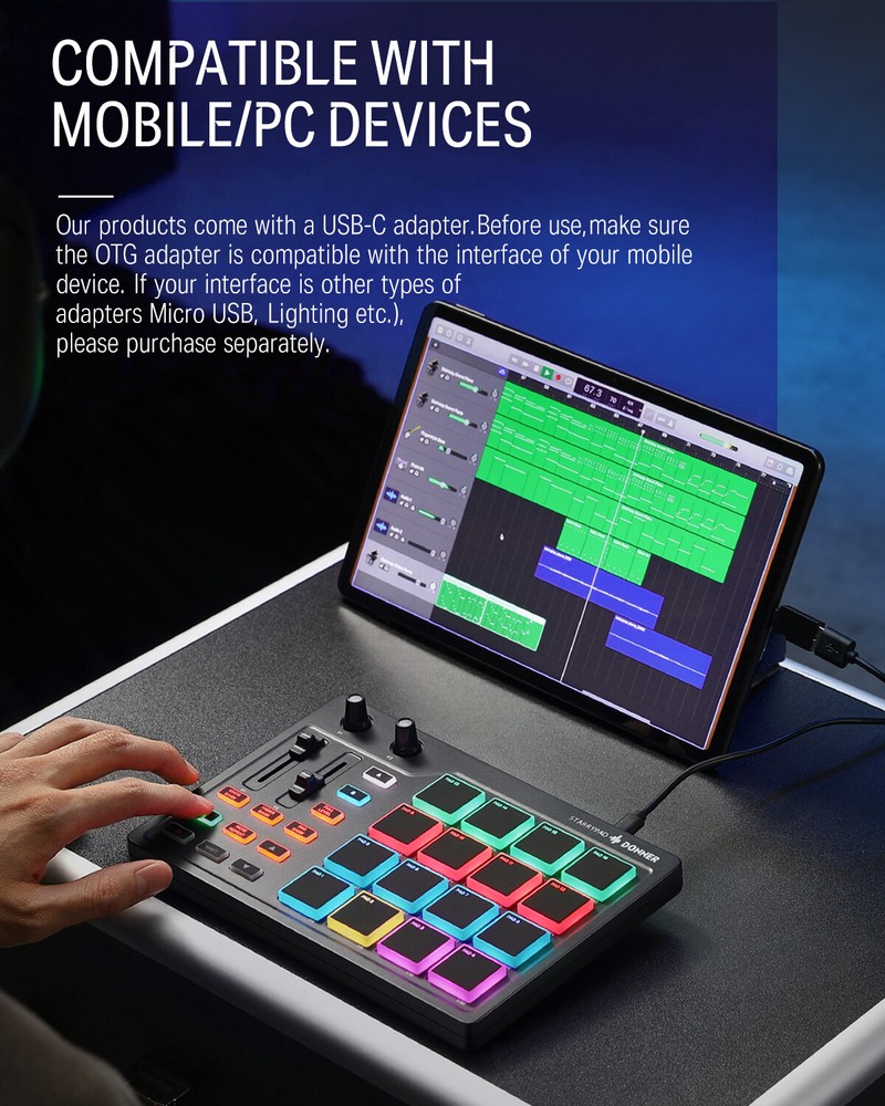 🎹 Donner MIDI Keyboard OLED Screen 25 Key 8 Drum Pads Touch Bar DJ Controller