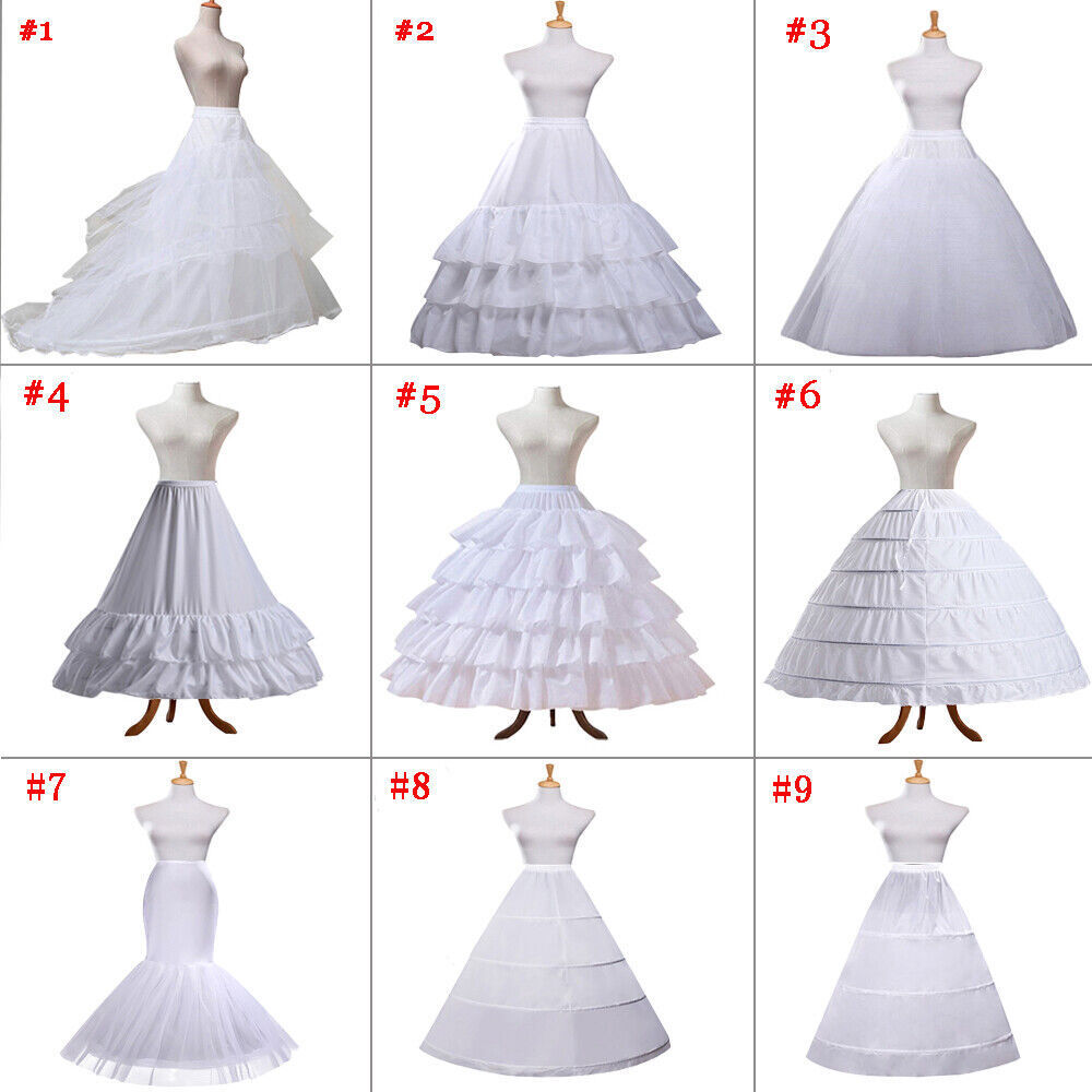 Women Wedding Crinoline Slip Gown Underskirt White Bridal Petticoat Hoop Skirt