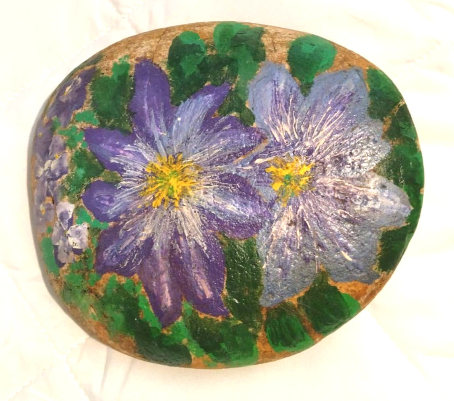 Art Rock Hand Painted Flower Patch