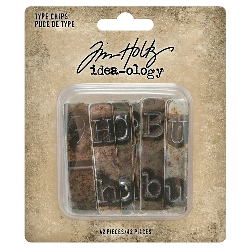 Tim Holtz idea-ology Type Chips, 42 Pieces