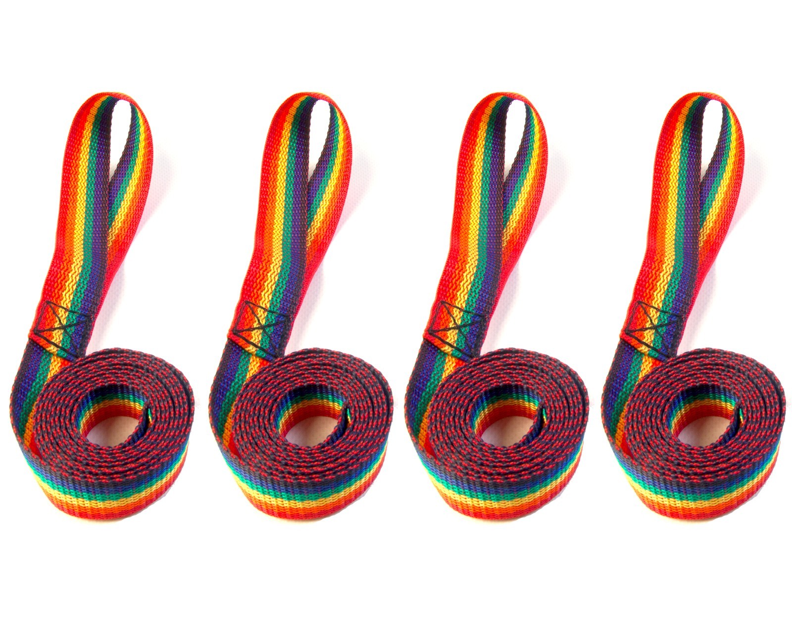 Sail Ties, 55", Box Stitched 1" Polypropylene Webbing, Rainbow Color - 4 Pc. Set