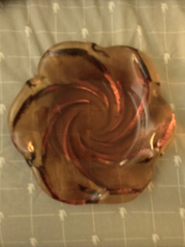 Vtg Depression Amber Glass Ashtray