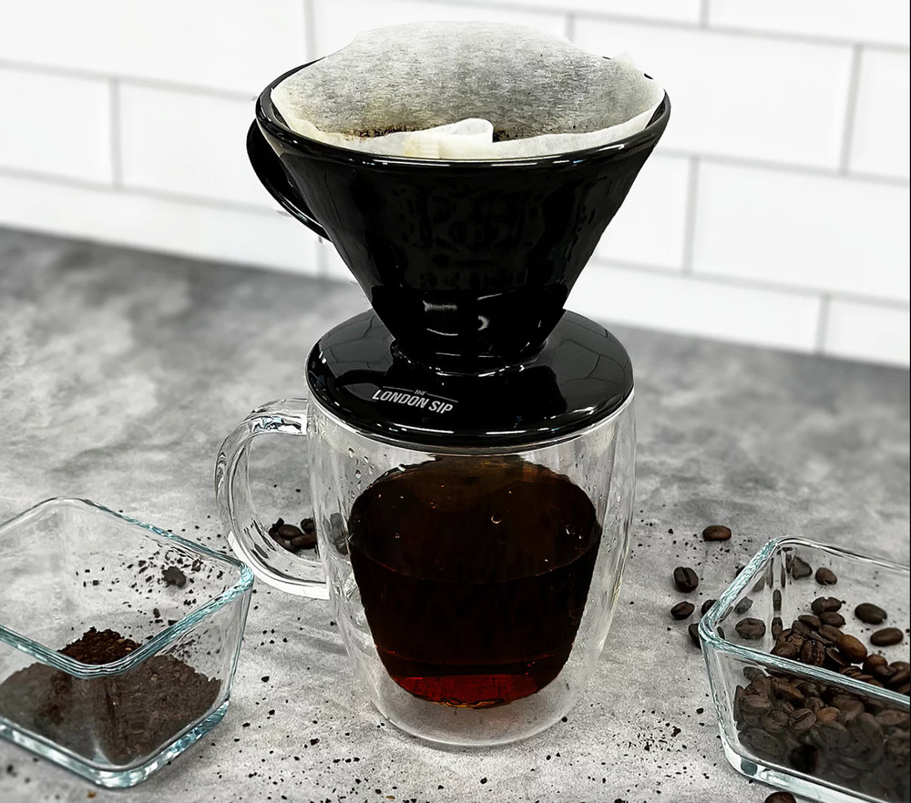 The London Sip 4-Cup Ceramic Coffee Dripper- Black