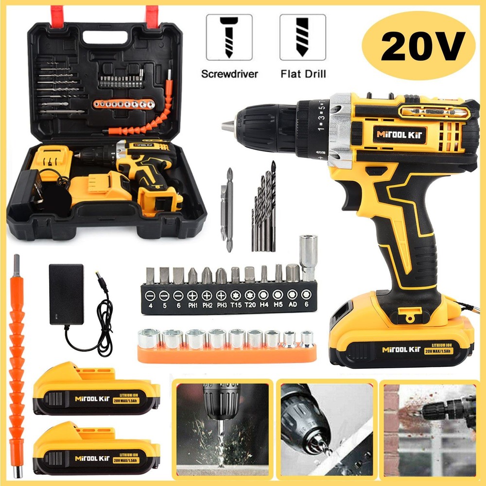 20V Electric Screwdriver Rechargeable Kit Cordless Drill Drill Driver Bits Set
