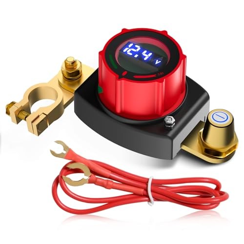 Top Post Battery Disconnect Switch with Voltmeter, 5-60V Top Post (15-17mm)