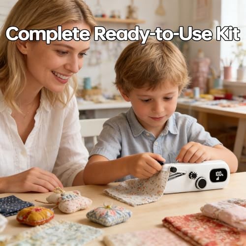 Handheld Sewing Machine, Portable Mini Sewing Machine for Beginners & WHITE