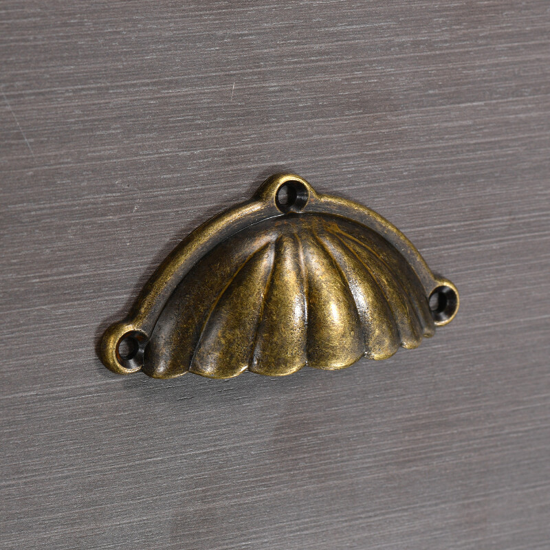 6pcs Shell Shape Antique Handle Drawer Pulls Alloy Handle Cabinet Hardware Decor