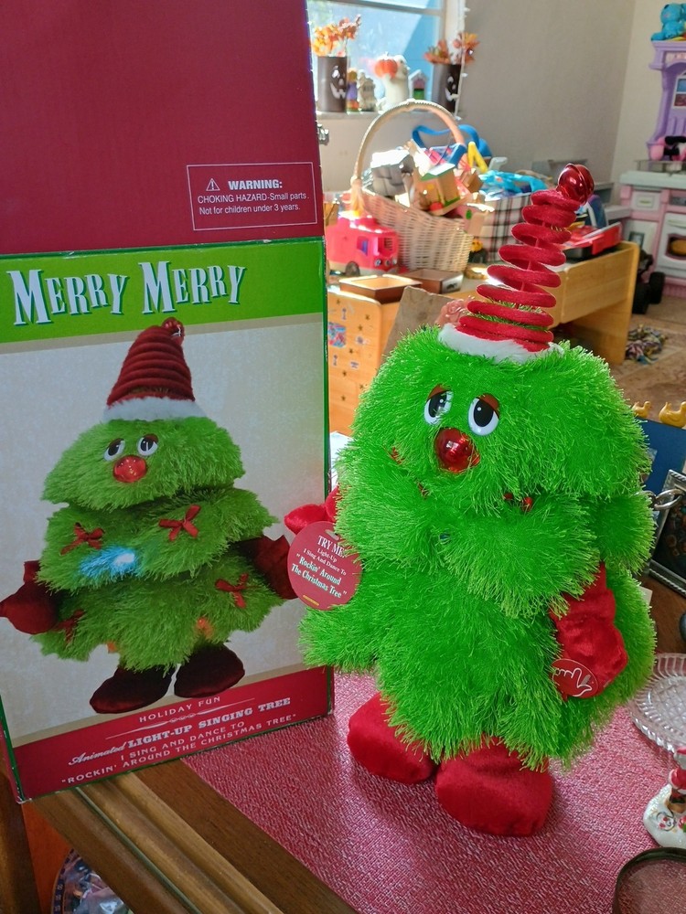 Dan Dee CHRISTMAS TREE Singing Animated 15" Plush Light-Up Figure Springy Hat