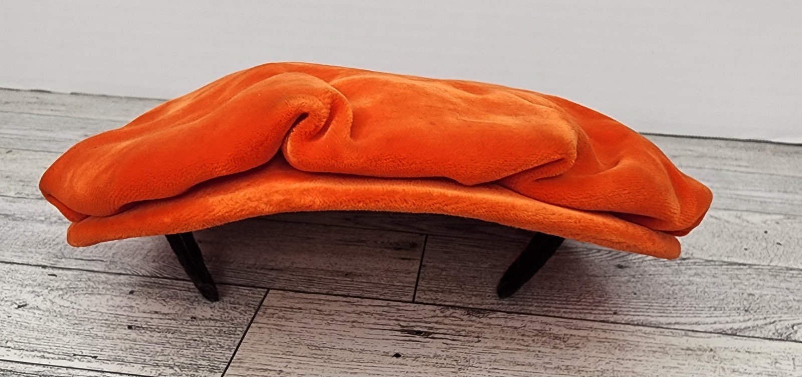 Vintage Clover Lane Art Deco Velvet Velour Beret Hat Fascinator Bright Orange