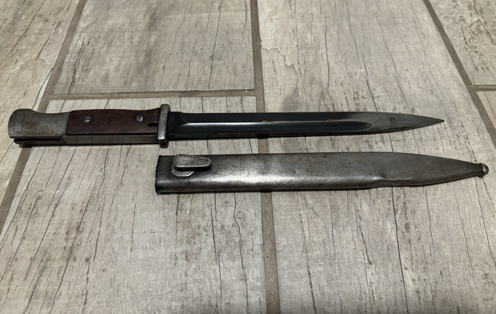 WWII German 98K Bayonet with Scabbard Early S/244 Production