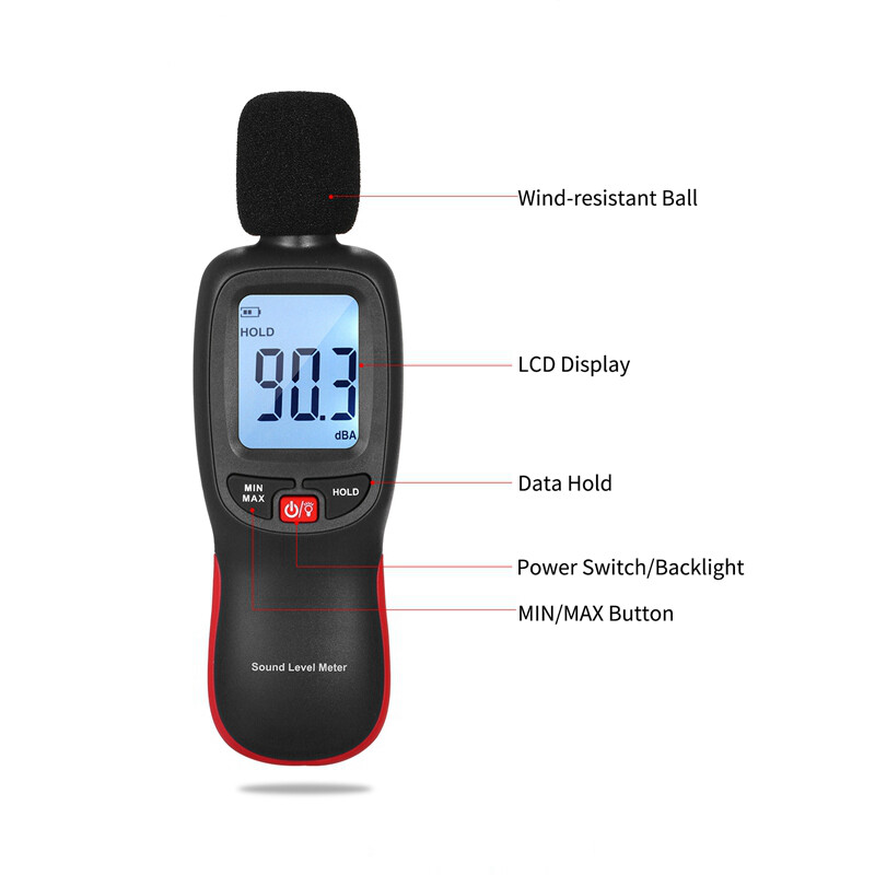 Sound Level Meter Noise Tester 30-130dBA 20000 Data Record Bluetooth App