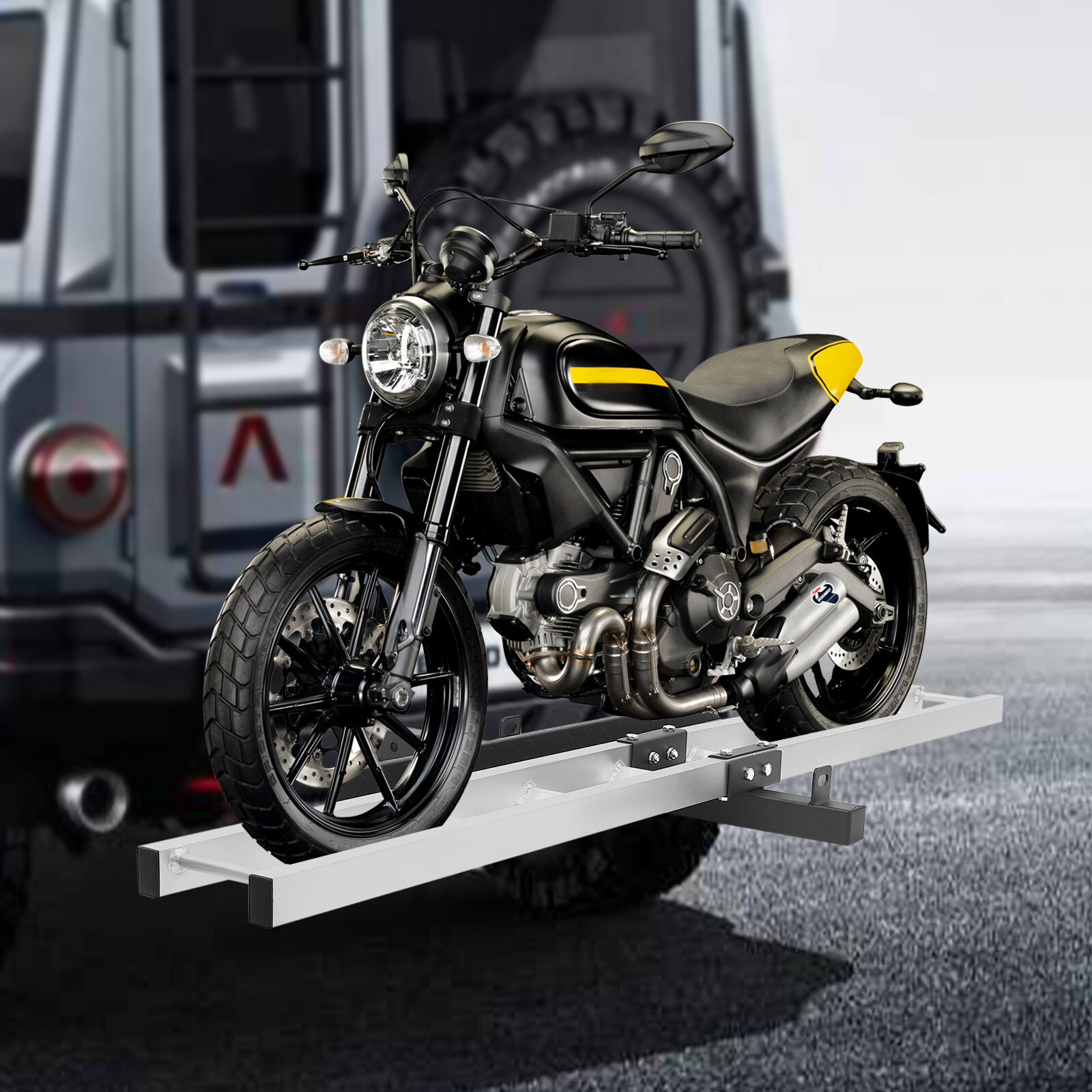 Motorcycle Scooter Carrier Bike Hitch Mount Rack Ramp Aluminum Carrier