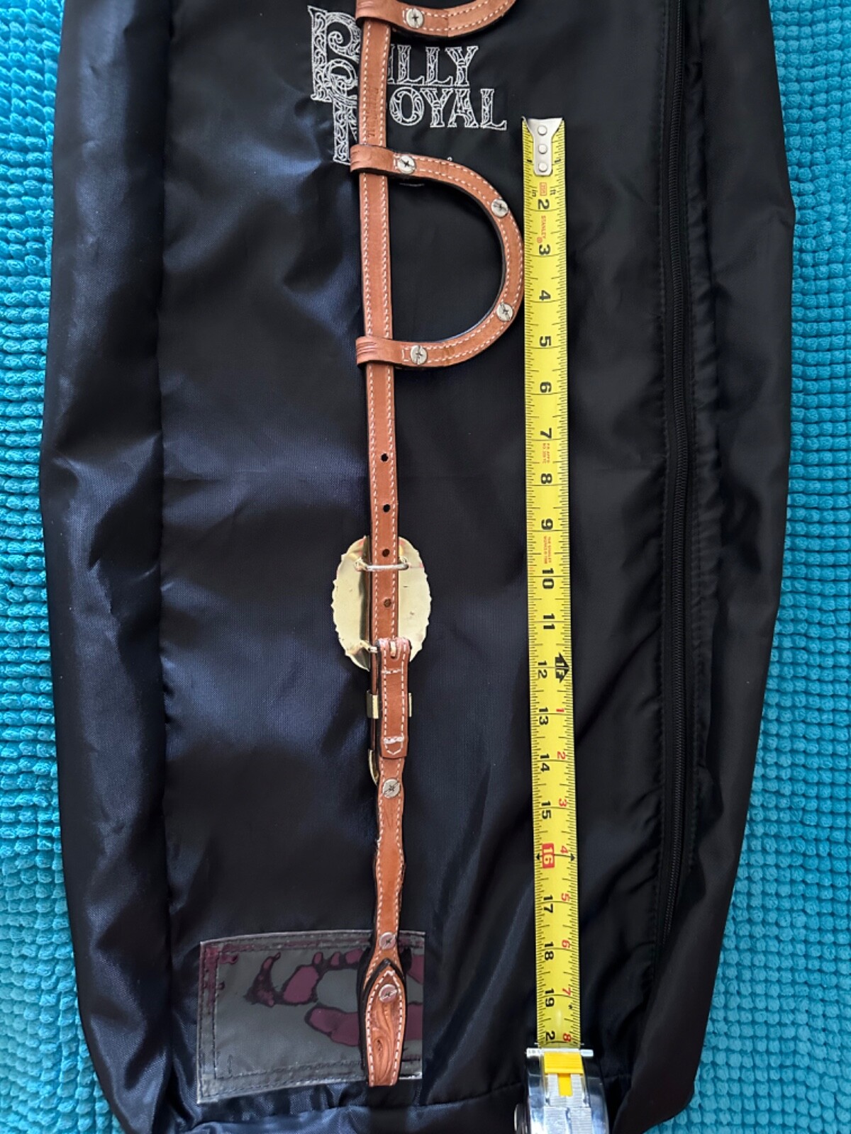 BILLY ROYAL Headstall GOLD & SILVER w Blue CRYSTALS ~ Close Up Pictures