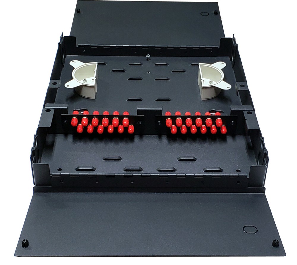 24 Fiber Dual Door Wall Mount w/ 24 ST Adapters, Patch Only Singlemode/Multimode