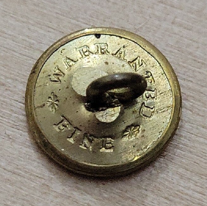 1800's Antique Button, Hammer And Plier, "Warranted Fine" Backmark