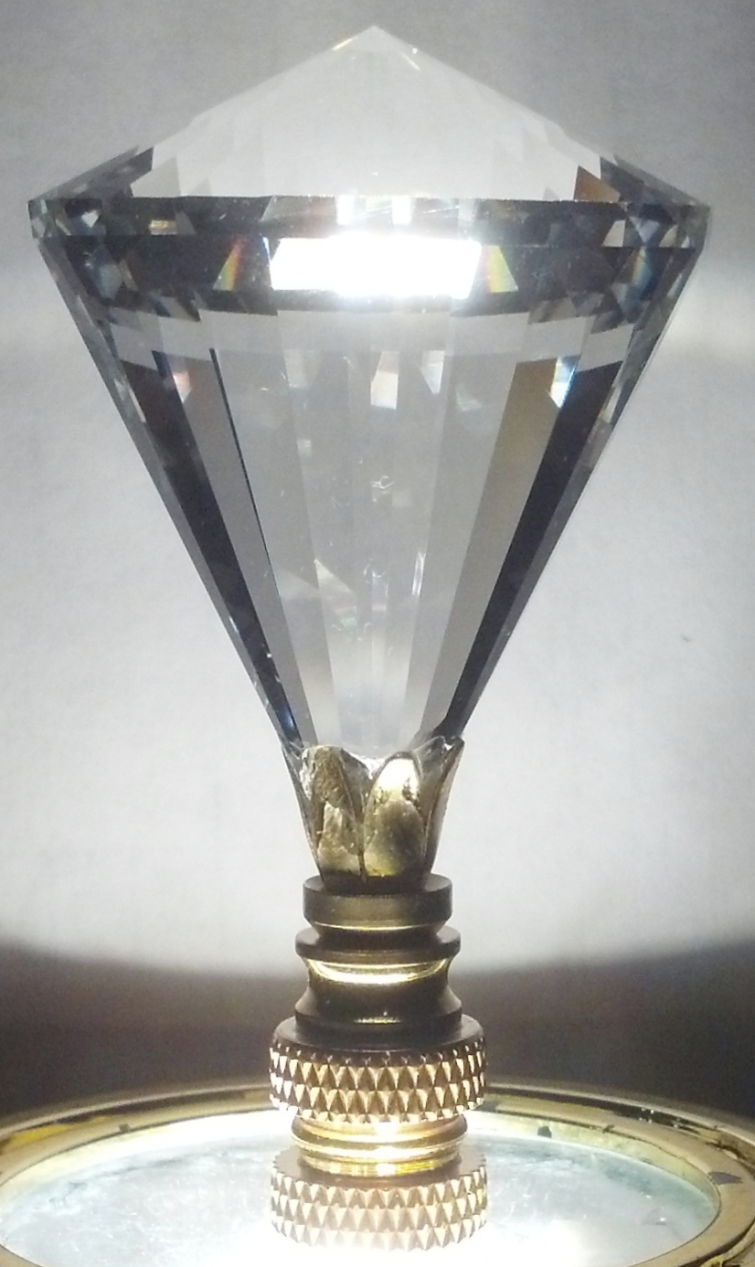 LAMP FINIAL-STUNNING LEADED CRYSTAL LAMP FINIAL-CLEAR DIAMOND