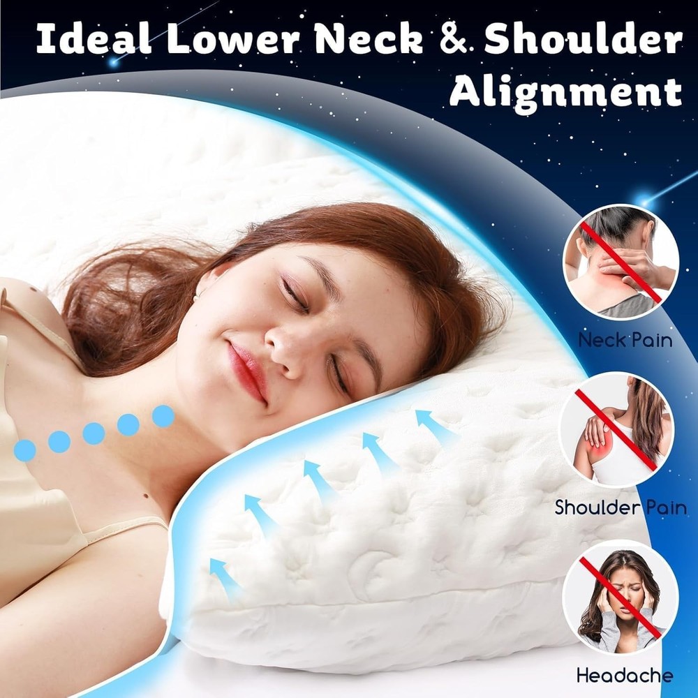 Luxury Cooling Side Sleeper Pillow - Adjustable Shredded Memory Foam Comfort