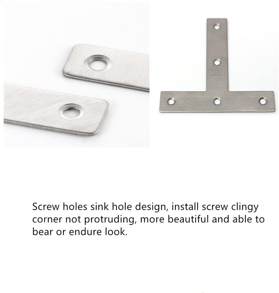 T Brackets, 10PCS Stainless Steel T Flat T Shape Medium, Silver