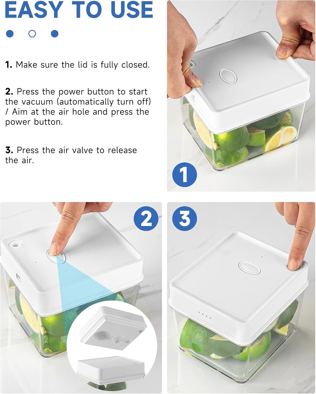 Vacuum Seal Containers Set,Rechargeable ---3-Piece set