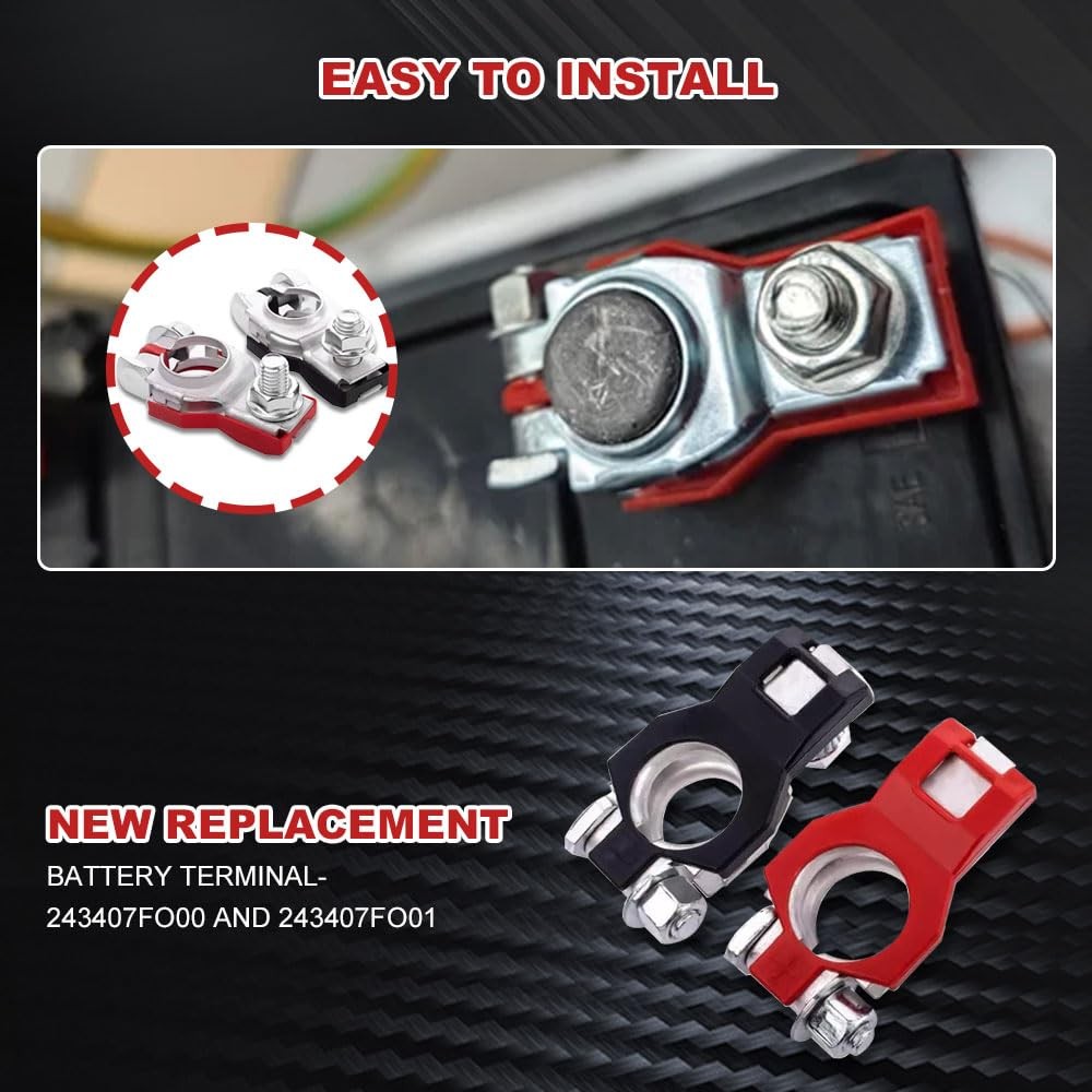 2PCS Battery Terminal Connector, Positive & Negative Auto Cable