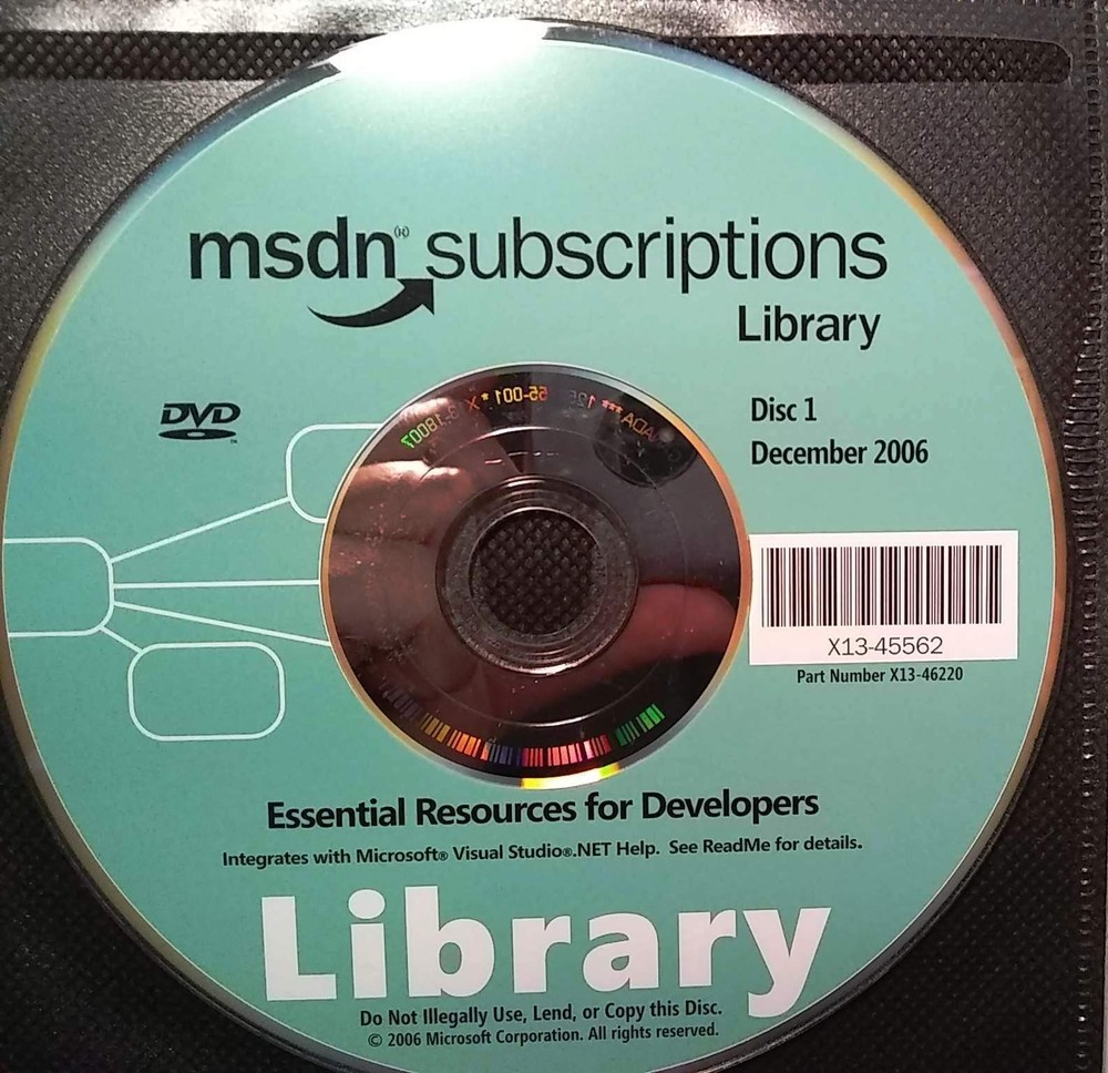 Microsoft MSDN Subscription Library (December 2006) Complete Disc Set w/ License
