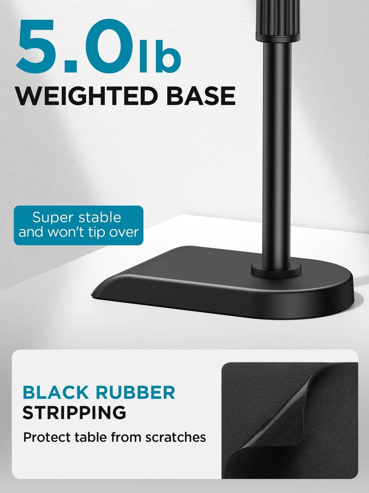 Adjustable Desk Microphone Stand 2 Pack Black InnoGear Weighted Base Soft Grip