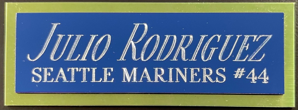 JULIO RODRIGUEZ MARINERS NAMEPLATE AUTOGRAPHED Signed Baseball Display CUBE CASE