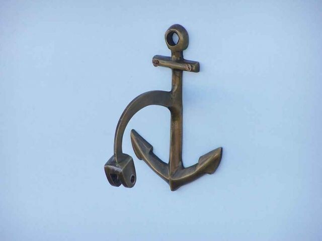 Antique Brass Hanging Anchor Bell 8"