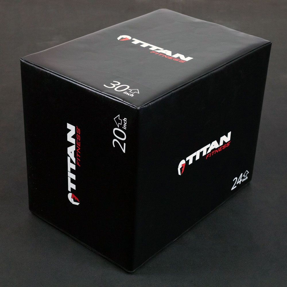 Titan Fitness Soft Foam Plyometric Box, 20in 24in 30in, 3-In-1 Pro-Duty HIIT