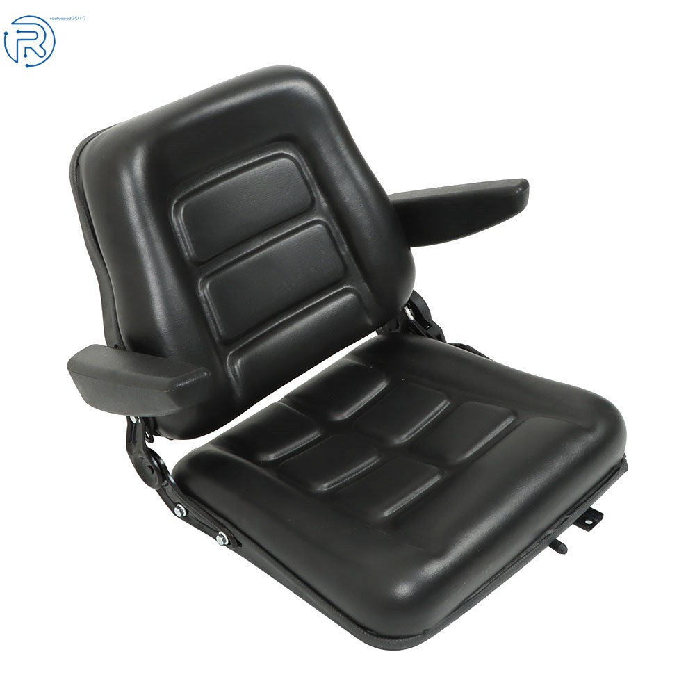 Black Tractor Forklift Seat Adjustable W/ Armrests & Safety Switch Universal