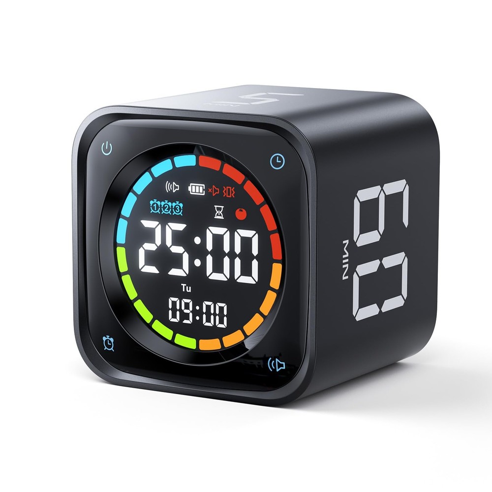 TK3 Pomodoro Timer Cube, Productivity Timer, 5/10/30/60 Min Presets, Custom C...