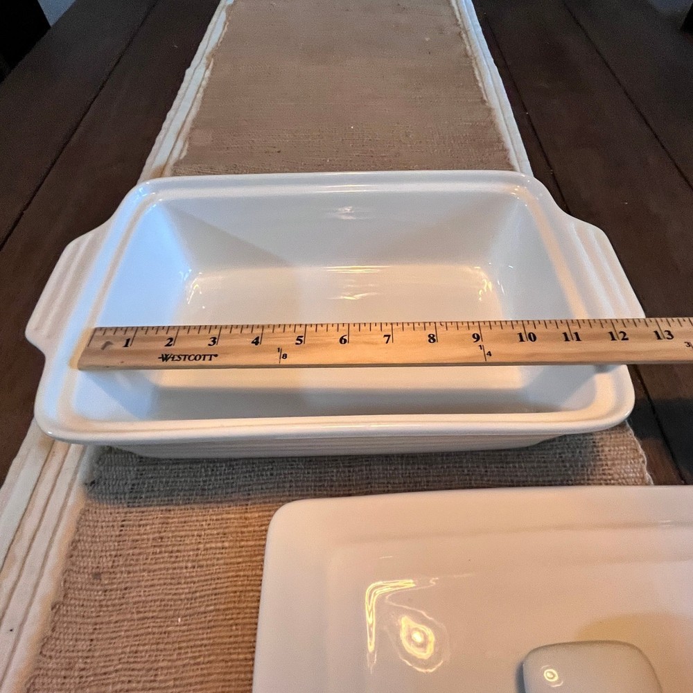 Malacasa Porcelain Casserole Dish with Lid Rectangular Baking Pan White