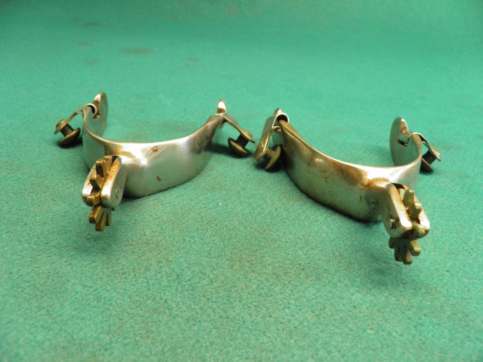 NICE VINTAGE PAIR OF STAINLESS STEEL WESTERN COWBOY SPURS
