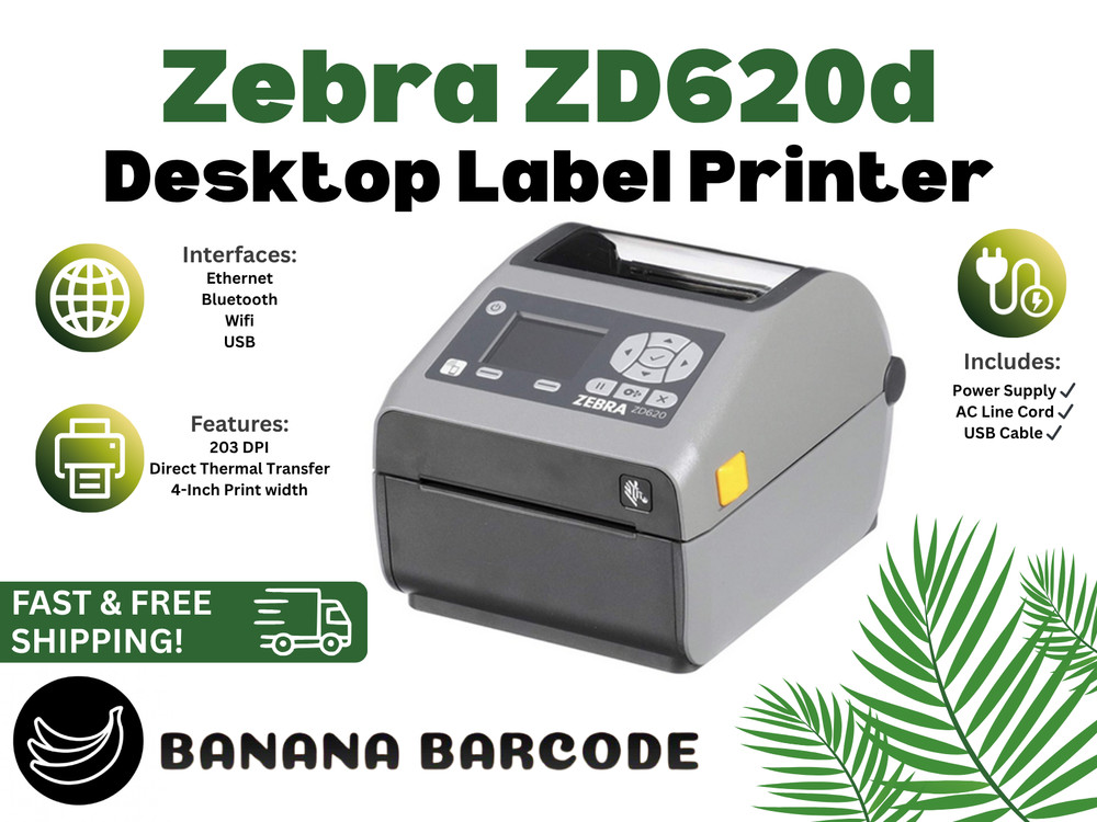 ✅Zebra ZD620d Desktop Label Printer Kit | WiFi, BT, USB, LAN + LCD | +Power!🔥⭐