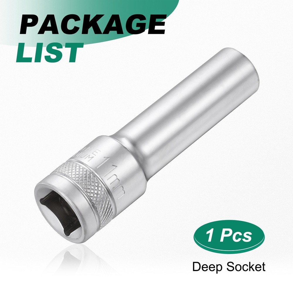 6 Points Deep Socket 1/2" Drive 11mm Nickel Plating Hex Socket 3.1" Long